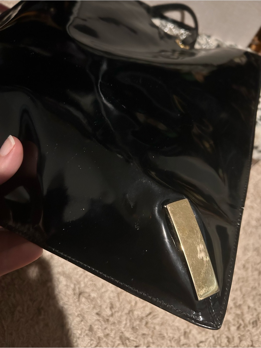Fendi Black Patent Tote Bag with pouch - Picture 15 of 16